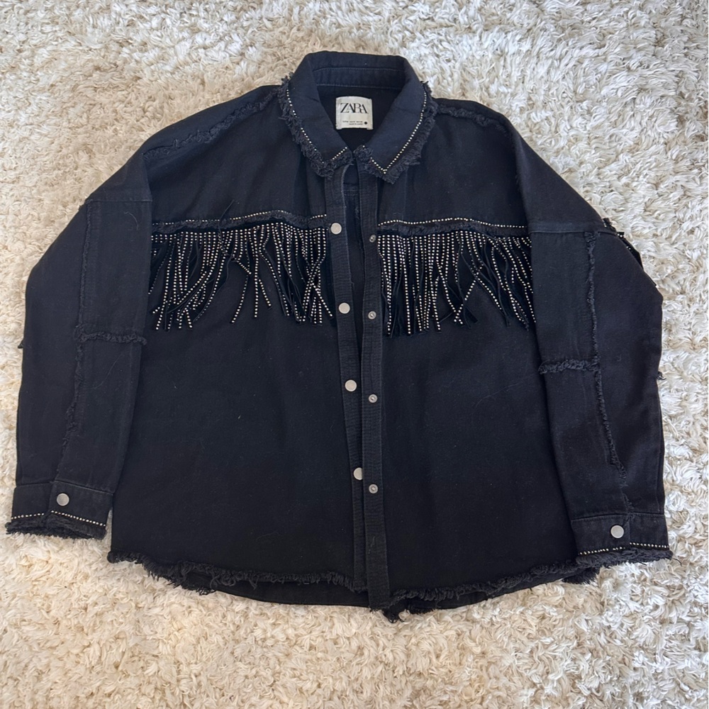 Zara Rhinestone & Denim Shacket